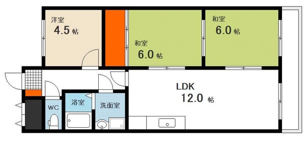 中小田 徒歩2分 4階の物件間取画像